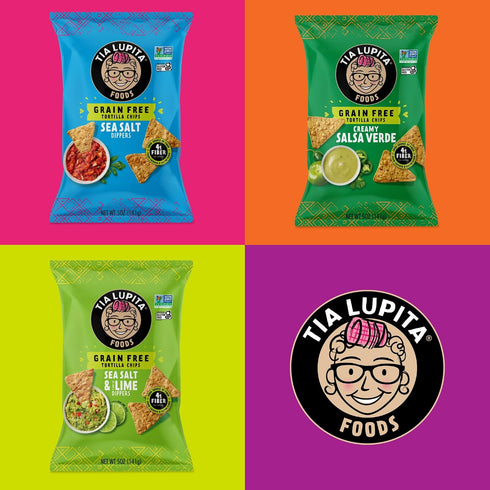 (Pack 3) Tia Lupita Cactus Tortilla Chips Variety of - Vegan, Gluten-Free, Grain-Free, Dairy-Free, Non-GMO, High Fiber