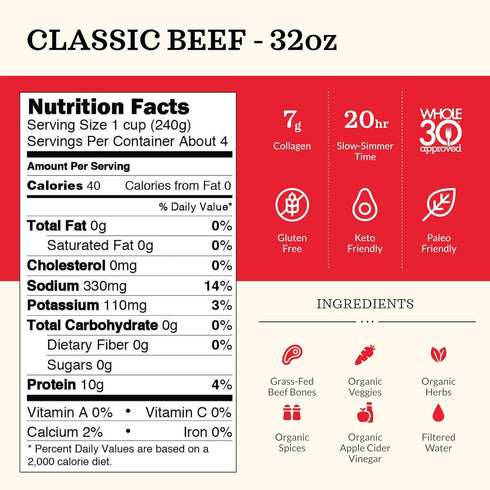 32 Oz Kettle & Fire KETTLE & FIRE Bone Broth, Beef