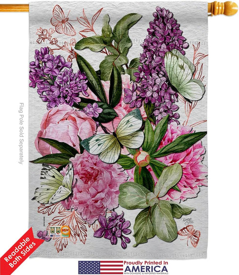 2 Pack 28 40 Breeze Decor Pink Bouquet House Flags pcs Garden Floral Sunflower Tulip Rose Orchid Lilies Season