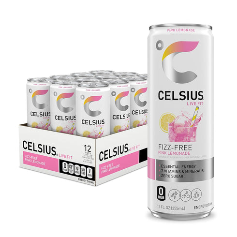 CELSIUS Fizz Free Pink Lemonade, Sugar Free Energy Drink, 12 Fl Oz