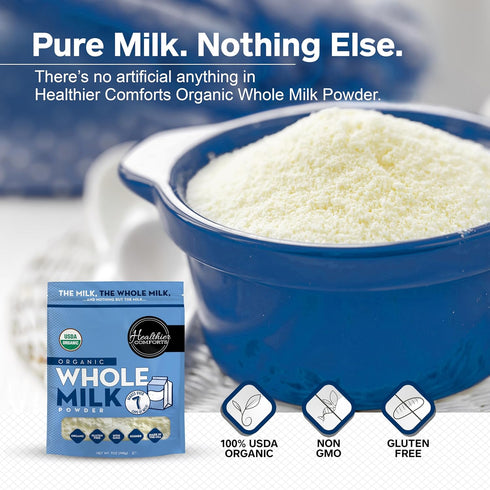 (7 oz) Healthier Comforts Organic Whole Milk Powder | USDA Organic Dried Milk | Non-GMO, Gluten Free, Kosher