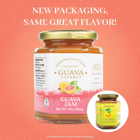 Guava Gourmet (12oz, Guava Jam Jar), Fresh Tropical Guava Fruit Jam, All-Natural, Non-GMO, Vegan, Gluten