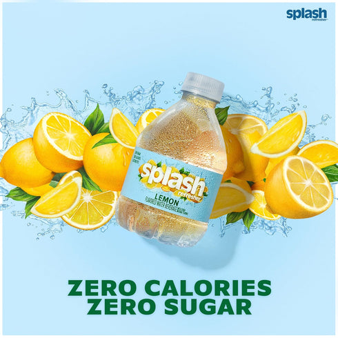 8 Oz, Pack 12 SPLASH REFRESHER Lemon Flavored Water, Fl Plastic Bottle
