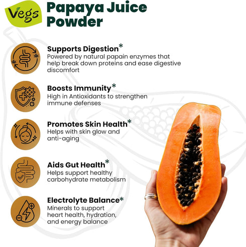 20:1 (13 oz) Papaya Juice Powder with Natural Papain Digestive Enzyme - Concentrated & Freeze Dried Organic Papaya