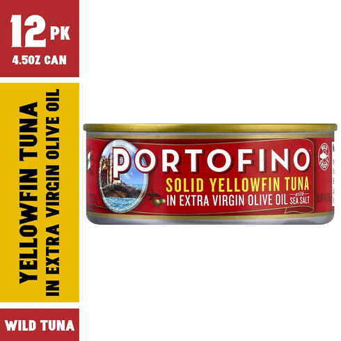 4.5oz (Pack 12) Portofino Solid Yellowfin Tuna In Extra Virgin Olive Oil - Can