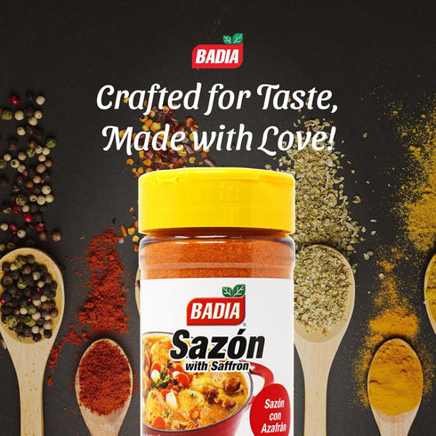 7 oz Badia Sazon with Azafran (Saffron) Savory, Earthy & Slightly Floral Latin Seasoning Infused with Real Saffron