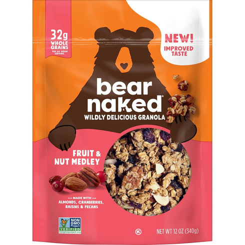 Kellogg's 12oz (1 (Pack 2) Bear Naked Granola Cereal, Breakfast Snacks, Fruit and Nut, Bag Bag)