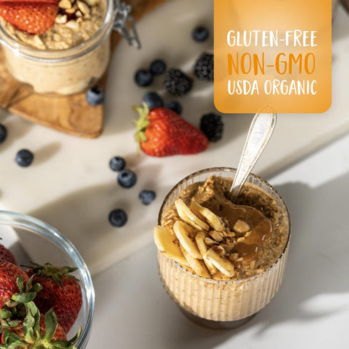 7g 12oz Oatsome Organic Overnight Oats with Chia, Flax, & Hemp, Gluten-Free Oatmeal with of Protein, Bag