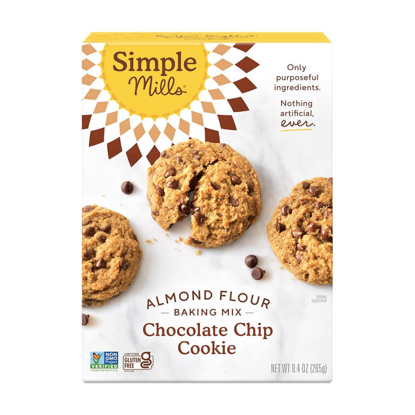 Simple Mills Almond Flour Baking Mix, Chocolate Chip Cookie Dough Mix, Gluten Free, Plant Based, 9.4 Ounce