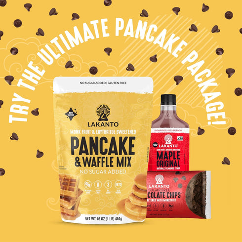 16 oz Lakanto Pancake and Waffle Mix - Sweetened with Monk Fruit Sweetener and Erythritol, Breakfast, Flapjacks, Almond