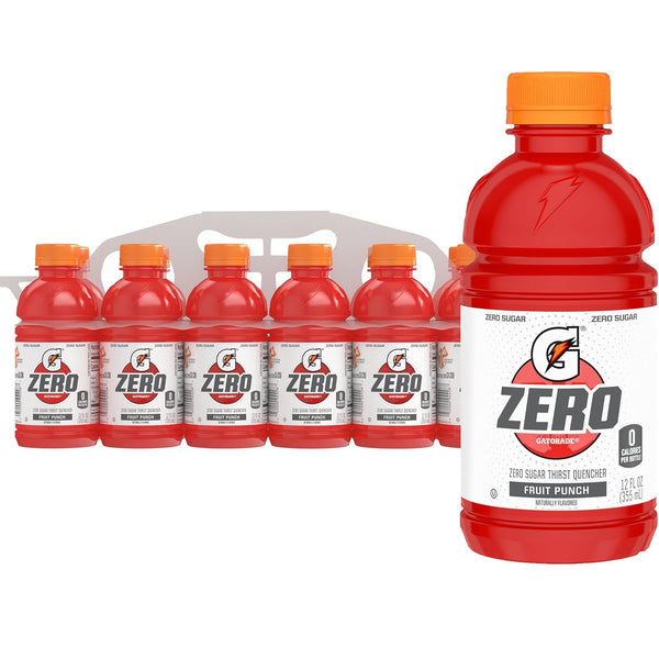 Gatorade Thirst Quencher Zero Sugar Sports Drink, Fruit Punch, 12oz Bottles, 12