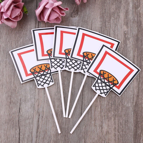 JANOU Basketball Sports Cupcake Toppers, Cake Picks Decoration for Birthday, Baby Shower, Wedding Party, Pack of 20