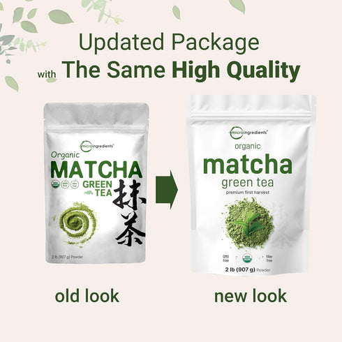 2 lb 100% 0 Packaging Micro Ingredients Organic Matcha Green Tea Powder, | First Harvest, Culinary Grade from Japan |