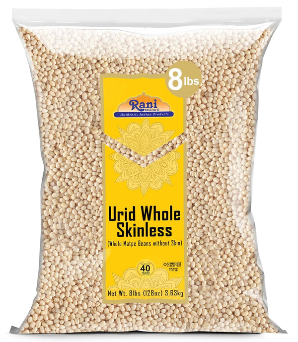Rani Urid/Urad Gota White (Matpe Beans Skinless) Indian Lentils 128oz (8lbs) 3.63kg