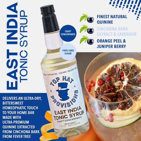 5x 32oz Top Hat East India Craft Concentrated Quinine Tonic Drink Syrup - Natural Quinine Wellness Tonic Water