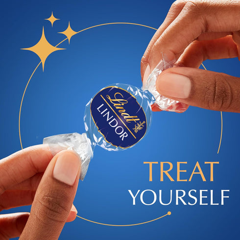 5.1 oz (6 Pack), Lindt LINDOR Cookies & Creme White Chocolate Candy Truffles, Bags Smooth Melting Center