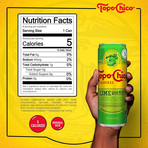 12oz 8pk Topo Chico Sabores Lime with Mint Extract