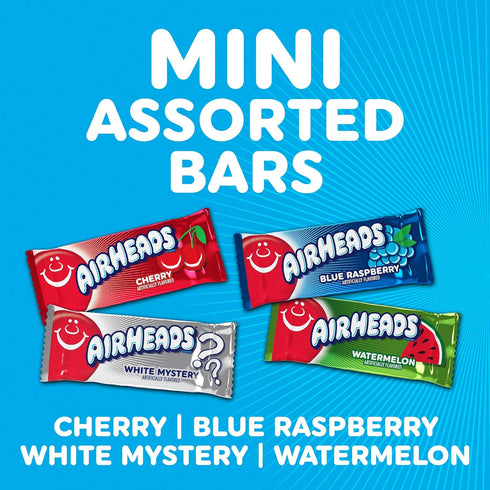 Pack, 5 Airheads Mini Candy Bars, Taffy Variety Individually Wrapped Bulk Candy, Six Assorted Fruit Flavors