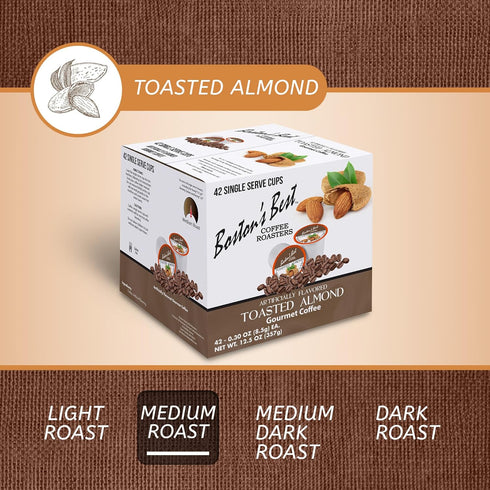 1 Count (42 Bostons Best - Toasted Almond Flavored Delicious Gourmet Coffee Compatible with Keurig Coffee Maker, Single