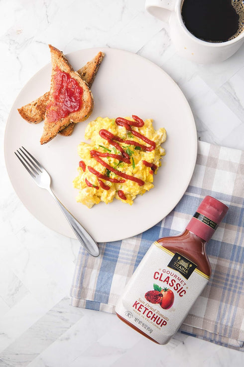 16 oz Traina Home Grown Gourmet Classic Ketchup - No Corn Syrup, Non GMO, bottle