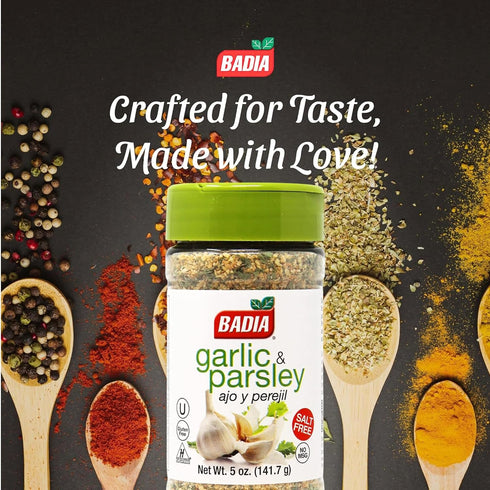 5 oz Badia Garlic & Parsley Seasoning, Ideal for Cooking, Grilling and Seasoning Seafood, Meats & Veggies