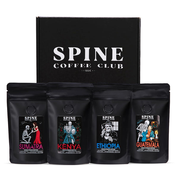 Spine Coffee Club LLC 4-Pack Gourmet Coffee Sampler Gift Box Set with