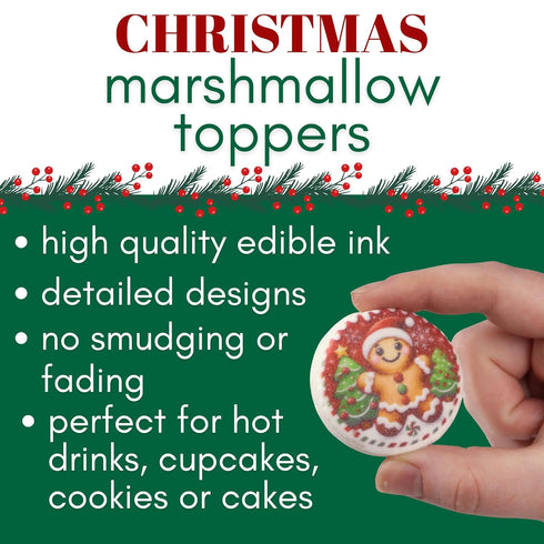 (3 Count) Christmas Marshmallow Toppers, Perfect for Hot Cocoa Toppings or Dessert Decorating Candy, Assorted Holiday
