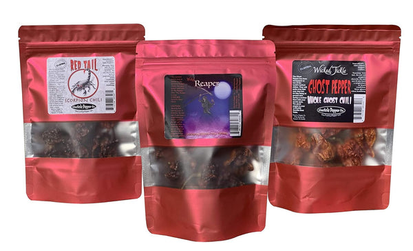 Wicked Tickle Spice Gift Set 10 Ghost, 10 Scorpion, 10 Carolina Reaper