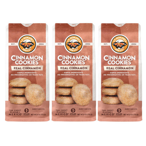Cinnamon Cookies, 6 Ounce (Pack of 3), Mexican Shortbread Cookies Lightly Dusted