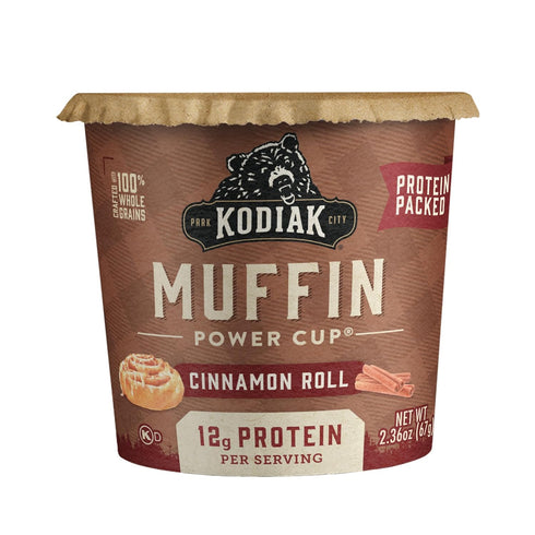 2.36 Oz (Pack 12) Kodiak Cakes Minute Muffins, Cinnamon Roll