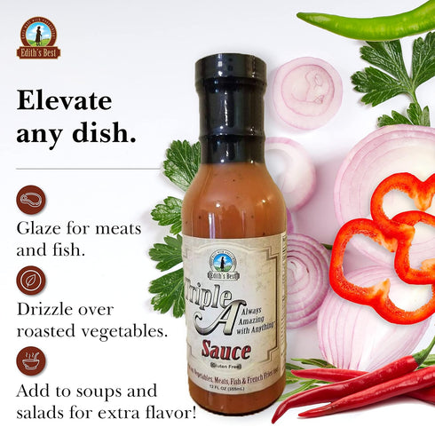 Edith's Best Triple A All Purpose Sauce - Bold Flavor Enhancer, Gluten-Free, Vegan, Ideal for All Foods