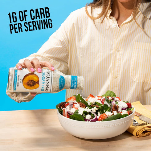 12 oz. BRIANNAS - Sugar Free Rich Poppy Seed Dressing - Lower Calorie Salad Dressing made with Premium Ingredients