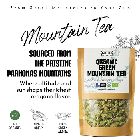 3.52oz APSOGO Organic Greek Mountain Tea - Premium Quality & Excellent Taste - Loose Leaf