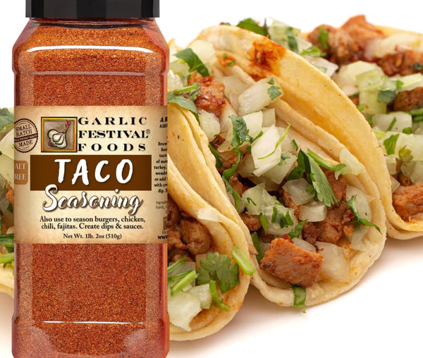 Garlic Festival Foods Taco Seasoning Grande Net Wt. 1 lb. 2 oz.