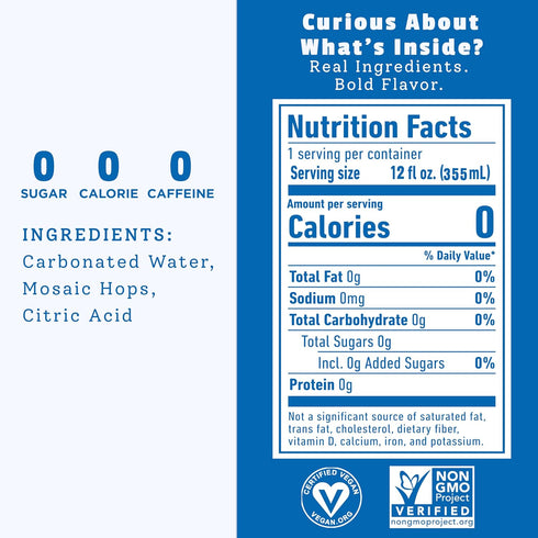 (12oz. Pack 18) Whole30 HOPLARK Water - Sparkling Hop Water - MOSAIC - Cans, of - Organic, Gluten Free, Vegan, Zero