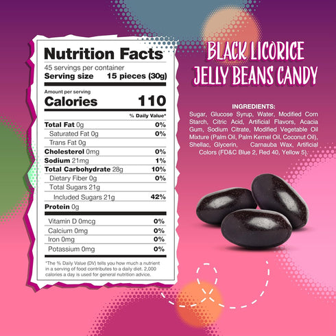 3-Pound Black Licorice Jelly Beans | Bag | Black Jelly Beans for Buffets, Gifting, and Dessert Decorating | Old