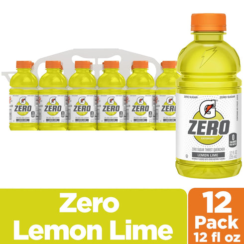 12 Oz (Pack 12) Gatorade G Zero Sports Drink, Lemon Lime, Fl