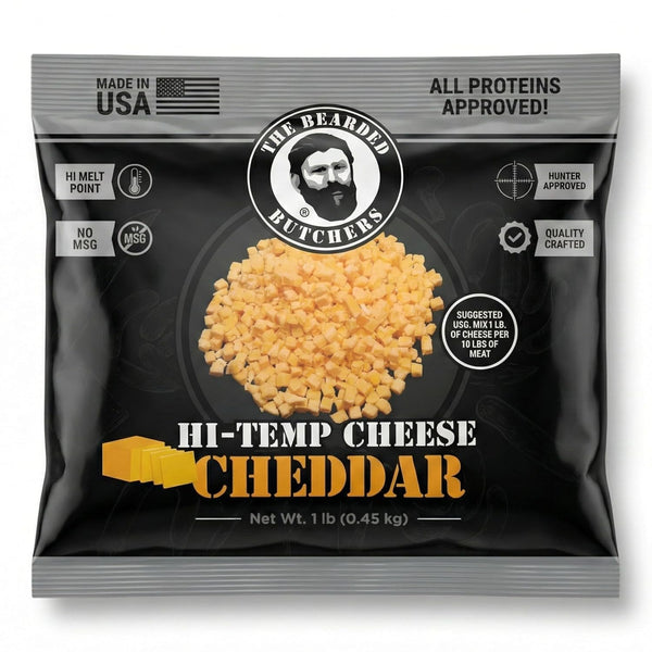 Bearded Butchers High-Temp Cheddar Cheese 1 lb Shelf-Stable 1/4" Cubes for Up
