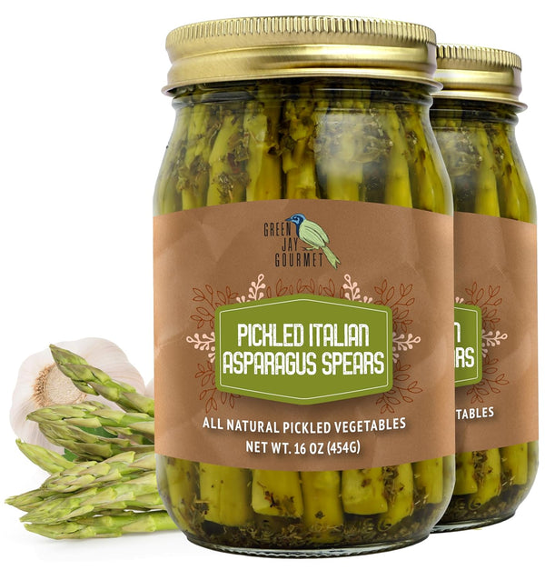 Green Jay Gourmet Pickled Italian Asparagus Spears in a Jar - Fresh