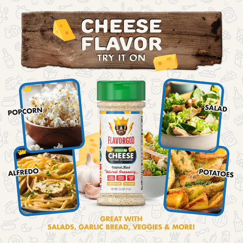 Cheese Flavored Seasoning Mix by FlavorGod, Premium All Natural Spice Blend for Chicken, Vegetables, Salad, 2.6 oz