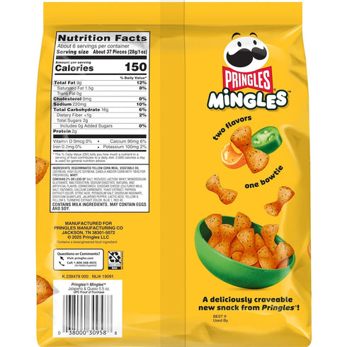 (6 Pringles Mingles Puffed Snacks, Jalapeno and Queso, Salty Snacks Bags)