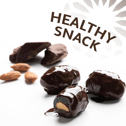 Nakheel Alya 16 Dark Chocolate Almond Stuffed Dates, Pieces Gourmet Healthy Snack, Gluten-Free