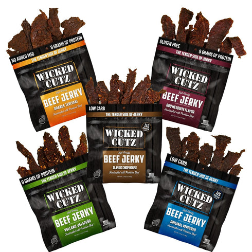 Wicked Cutz Beef Jerky Variety Pack | 5 Flavors Up to 36g