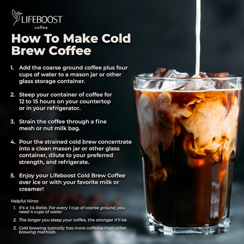 3rd 12 Lifeboost Dark Cold Brew Coffee - Single Origin Non-GMO USDA Organic Low Acid Coarse Ground Coffee for Cold Brew