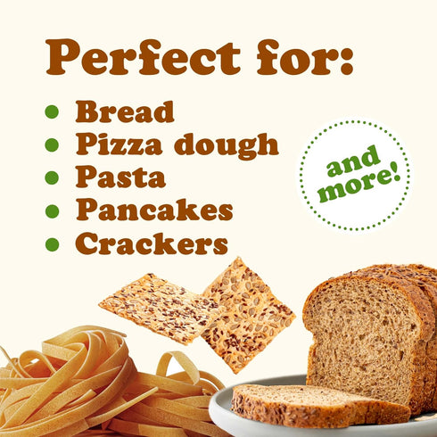 4 Food to Live Organic Einkorn Whole Wheat Flour, Pounds Finely Milled, Rich Fiber, Great for Baking Bread, Pizza
