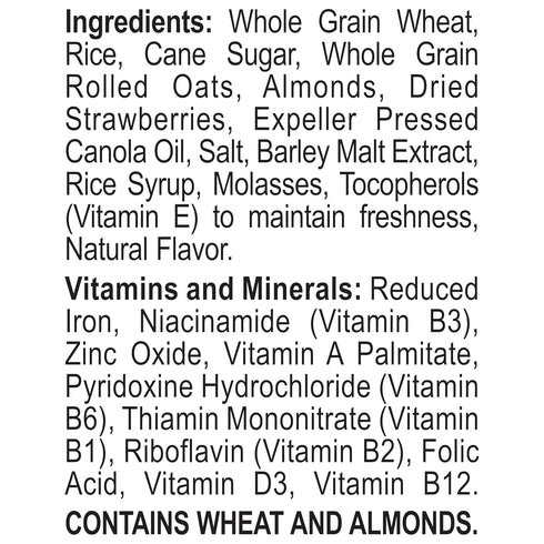 Great Grains 13 OZ Red Berry Almond Crunch Cereal, Strawberry Cereal with Granola Clusters and Sliced Almonds, Non-GMO