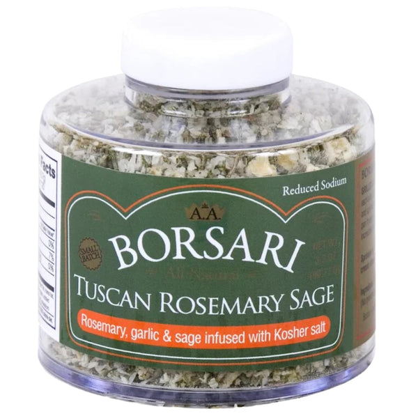 Borsari New Tuscan Rosemary Sage Seasoned Salt Blend, 3.2 oz - Gourmet All Natural Seasoning for Cooking