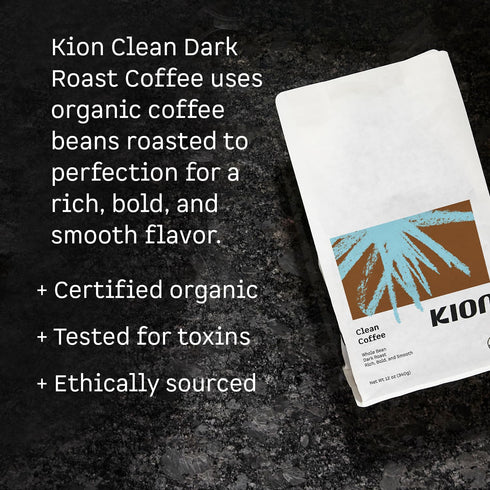 12 Oz Kion Organic Ground Coffee | Best Tasting, Purest, Highest Antioxidant, Healthiest Coffee | Dark Roast
