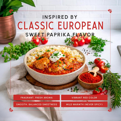 1.1 LB (500g) Snackathon Sweet Hungarian Style Paprika, Bulk Resealable Bag, Mild & Sweet, Vibrant Deep Red, Fine