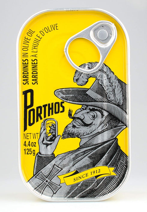 Porthos 3 125 Sardines in olive oil tins x g, / Portugal